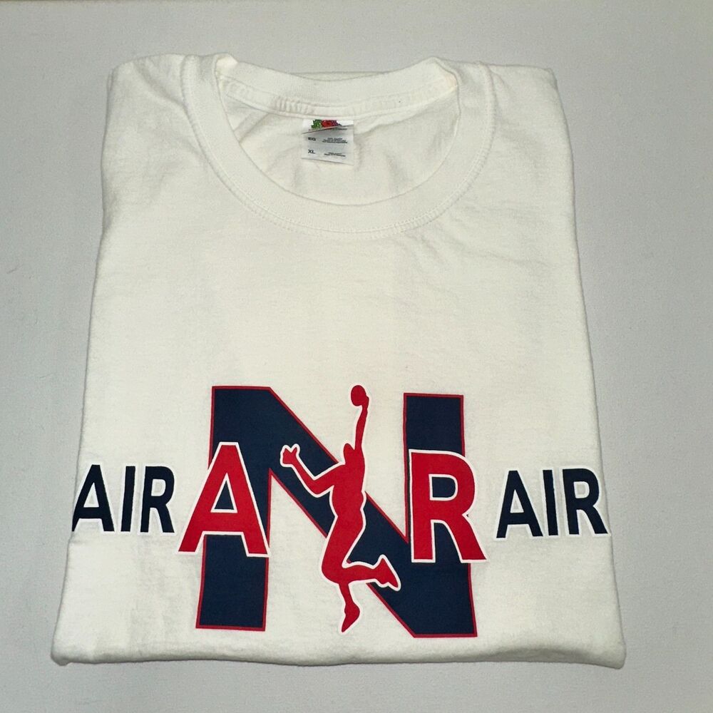 Fruit Of The Loom Men's XL T-Shirt Air Fly Basketball‎ Sports White HD Cotton